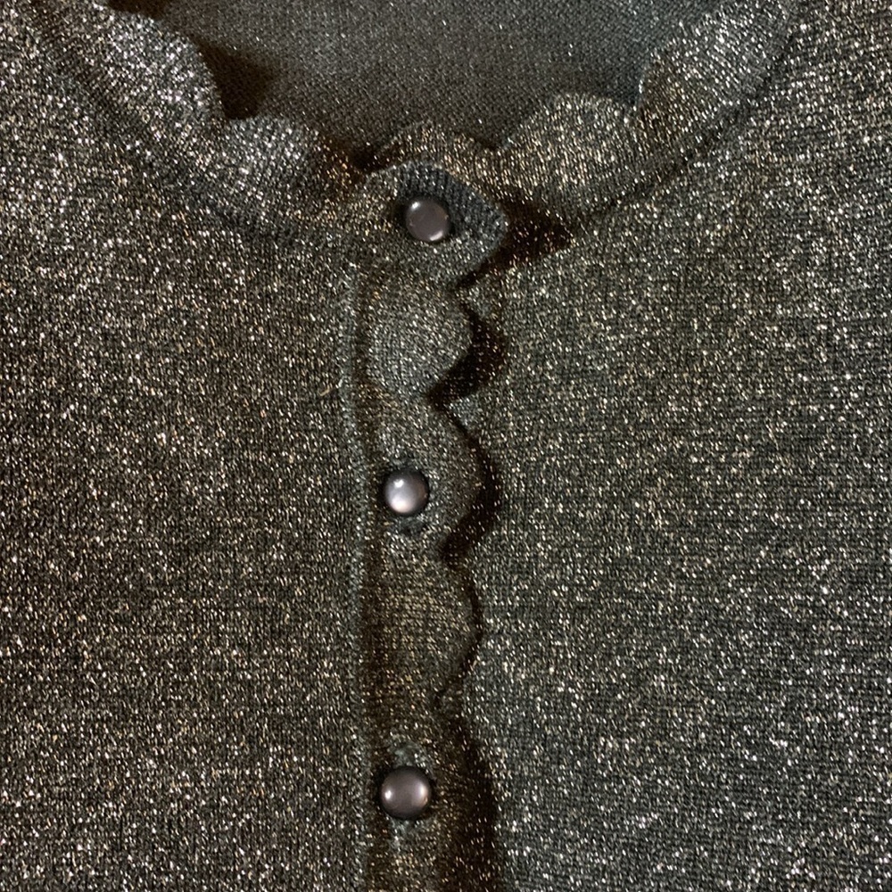 Cable & Gauge Dark Gray Very SPARKLE filled sweater, button up Size Large - Picture 6 of 6